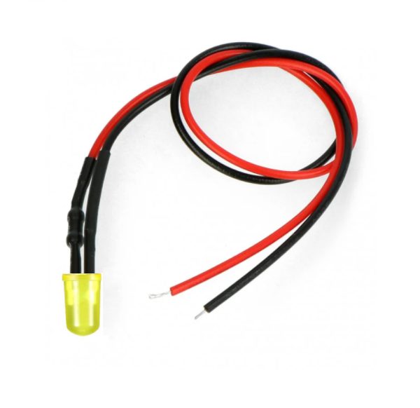 LED dioda s rezistorem na vodiči - Žlutá