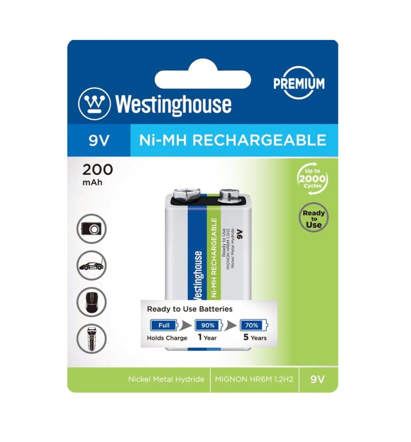 Westinghouse Premium nabíjecí baterie 9V - NiMH 200mAh (MIGNON