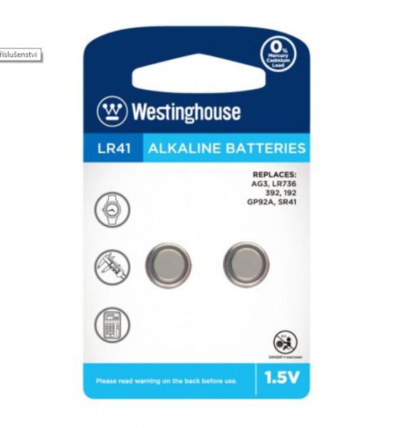 Westinghouse knoflíková alkalická baterie LR41 (AG3